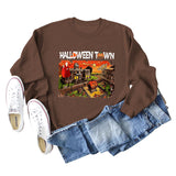 Halloween Town Letter Printed Damen Lockerer neuer Pullover Langarmshirt