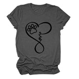 T-Shirt à manches courtes et col rond pour femme, imprimé Love Dog, à la mode