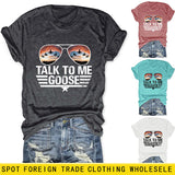 TALK TO ME GOOSE T-shirt imprimé lettre d'été avec col rond et manches courtes