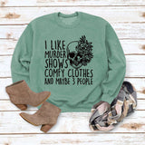 J'aime les spectacles de meurtre col rond hauts sweat-shirt ample imprimé