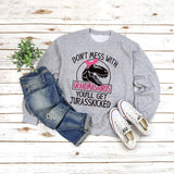 Rundhals-Oberteil, langärmliges, lockeres Sweatshirt mit DON'T MESS-Aufdruck