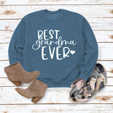 Best Grandma Ever Letters Simple Fashion Round Neck Loose Long-sleeved Sweater for Women
