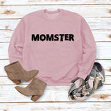 MOMSTER imprimé ample col rond hauts manches longues col rond sweat-shirt