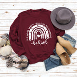 Sweat-shirt imprimé à manches longues et col rond pour femme, haut avec lettres dans un monde où