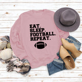EAT SLEEP FOOTBALL REPEAT Damen Herbst und Winter Rundhals Langarm Pullover
