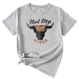 Not My Rodeo Vintage Fun Pattern Women's Short Sleeve Crewneck Top T-Shirt