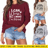 Je peux vin tout ce que je veux lettres du commerce extérieur pull à manches longues pour femme