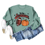 Tis' The Season – pull à manches longues et col rond pour femme, ample, avec lettres de citrouille, Halloween