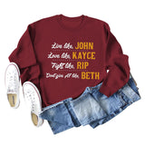 Live Like John Love Damen-Pullover mit Buchstaben, Rundhalsausschnitt, lockeres Langarmshirt, großer Pullover