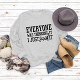 EVERYONE Was Thinkingwish Herbst und Winter Casual Tops Große Größe Langarm Pullover