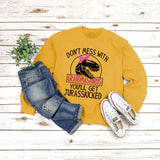Rundhals-Oberteil, langärmliges, lockeres Sweatshirt mit DON'T MESS-Aufdruck