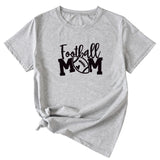 Football Mom Rundhals Damen T-Shirt Lockerer Buchstabe Kurzarm