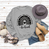 Sweat-shirt imprimé à manches longues et col rond pour femme, haut avec lettres dans un monde où