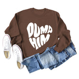 DUMP HIM Letters Loose Bottomed Long Sleeved Sweater Women