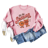 Tis The Reason Letter Rundhals-Pullover für Damen, lockerer, langärmeliger Übergröße