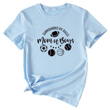 Surrounded By Balls Mom T-Shirt mit Basketball-Muster, Rundhalsausschnitt, kurzärmelig