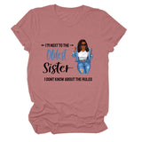 I'M NEXT TO THE Round Neck Fashion Letter Plus Size Womens T-shirt Loose Short Sleeve