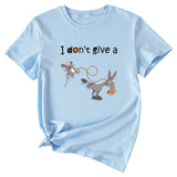 T-shirt manches courtes col rond femme, décontracté, imprimé graphique ludique, I Don't Give A