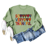 SO VERY THANKFUL Pullover mit Herz-Buchstaben, Rundhalsausschnitt, langen Ärmeln, große Größe