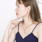 Halskette mit Schlüssel- und Schloss-Anhänger, Edelstahlschmuck für Damen