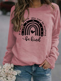 Sweat-shirt imprimé à manches longues et col rond pour femme, haut avec lettres dans un monde où