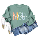 Pull à manches longues et col rond pour femme, vêtement d'infirmière, à la mode, avec lettres d'infirmière NICU