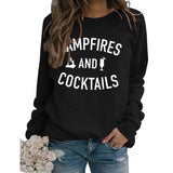 Herbst und Winter neuer Pullover für Damen mit Buchstaben-Print für Lagerfeuer und Cocktails