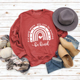Sweat-shirt imprimé à manches longues et col rond pour femme, haut avec lettres dans un monde où