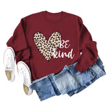 Be Kind – sweat-shirt à manches longues et col ras du cou pour femme, imprimé léopard