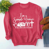 Round Neck Tops Long Sleeve Im A Simple Print Loose Sweatshirt
