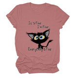 It's Fine I'm Fine T-shirt à manches courtes et col rond avec grandes lettres imprimées