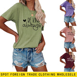 T-shirt à manches courtes pour femmes, lettres anglaises simples, Be Kind Always