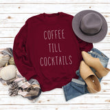 CAFÉ TILL COCKTAILS LETTRE COL ROND Lâche FEMME MANCHES LONGUES SWEAT-SHIRT OVERSIZE