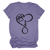 T-Shirt à manches courtes et col rond pour femme, imprimé Love Dog, à la mode