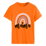 Mama Rainbow Love Letter Rundhalsausschnitt Lockeres Druckmuster Kurzärmeliges T-Shirt