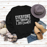EVERYONE Was Thinkingwish Herbst und Winter Casual Tops Große Größe Langarm Pullover