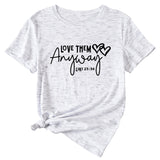 Lässiges Kurzarm-T-Shirt mit Rundhalsausschnitt und Buchstaben-Aufdruck für Damen von Love Them