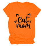 Chat Maman Lettre Col Rond Large Chat Lâche Décontracté Manches Courtes T-shirt Femme