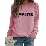 MOMSTER imprimé ample col rond hauts manches longues col rond sweat-shirt