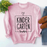 Rundhals-Oberteil, langärmelig, lockeres Sweatshirt mit KINDER GARTEN-Print