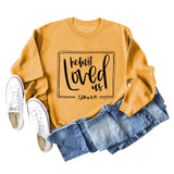 Er liebte uns zuerst, Base-Schriftzug, langärmeliger großer Pullover für Damen