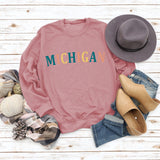 MICHIGAN Letter Fashion Women's Sweater Printing Round Neck Long Sleeve