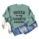 SOCCER IS MY FAVORITE Letters Round Neck Long-sleeved Sweater for Women