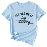 Lässiges, lockeres Kurzarm-T-Shirt mit Aufschrift „You Had Me At Day“.