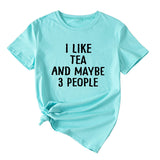 Lettre J'aime le thé Peut-être 3 personnes T-shirt à manches courtes et col rond