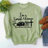 Round Neck Tops Long Sleeve Im A Simple Print Loose Sweatshirt