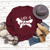 Life Is Golden Rundhalsausschnitt Buchstaben Locker Langarm Großer Pullover