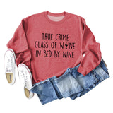 TRUE CRIME GLASS OF WINE Langarmpullover mit Buchstaben auf der Rückseite für Mädchen