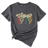 Rundhals 1979 Damen T-Shirt Vintage Buchstabendruck Kurzarm