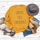 CAFÉ TILL COCKTAILS LETTRE COL ROND Lâche FEMME MANCHES LONGUES SWEAT-SHIRT OVERSIZE